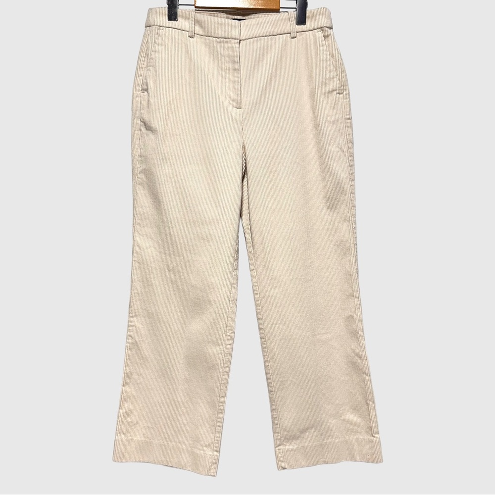 J.CREW Corduroy Wide Leg Trouser Pants Cream Ecru Quiet Luxury Preppy Minimalist